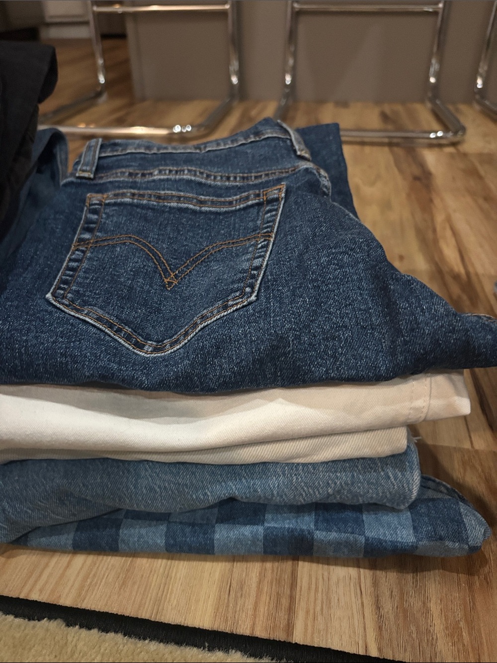 Levi's/Abercrombie Blue and White Jeans Stack - 5 pair
